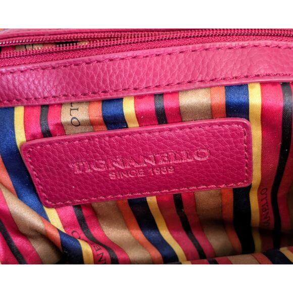 Tignanello Quilted Leather Crescent Satchel Organizer Bag Raspberry Pink Red - Picture 9 of 12